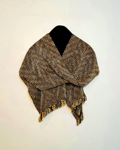 Antelope and Black Chenille Scarf <br> Shadow Weave