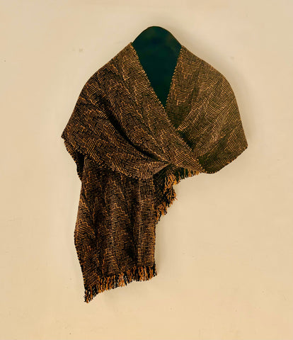 Black and Bronze Chenille Scarf <br> Shadow Weave