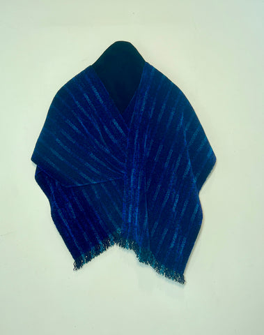 Blues and Teal Chenille Scarf <br> Twill Blocks