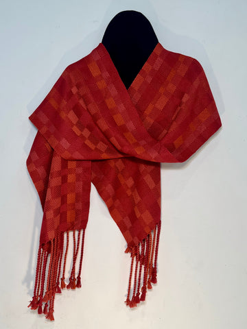 Reds and Oranges Bamboo Scarf <br> Twill Blocks