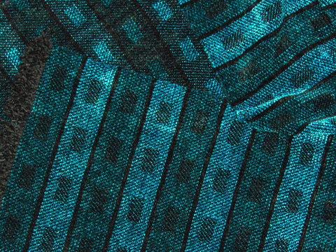 Black, Teal, and Turquoise Chenille Scarf <br> Horizontal Twill Blocks