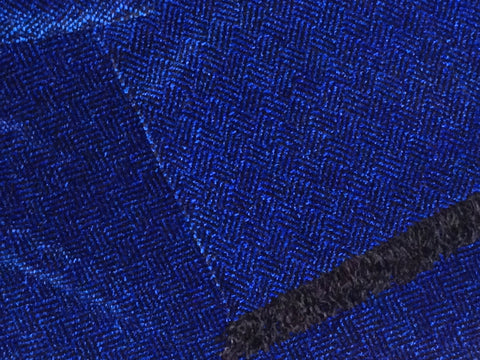 Blue and Black Chenille Scarf <br> Plaited Twill