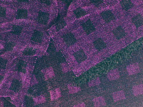 Black and Purple Chenille Scarf <br> Floating Squares