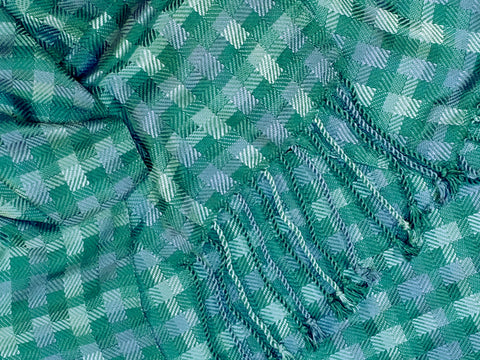 Teals and Blues Bamboo Scarf <br> Twill Blocks