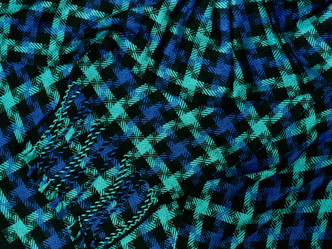 Black, Teal, and Blue Bamboo Scarf <br> Twill Blocks
