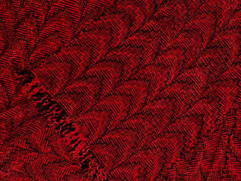 Red and Black Chenille Scarf <br> Shadow Weave
