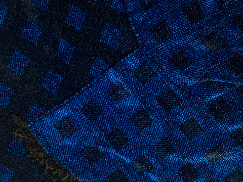 Black and Blue Chenille Scarf <br> Floating Squares