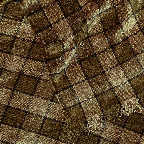 Brown, Beige, and Black Chenille Scarf <br> Small Windowpane