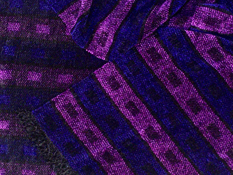 Black, Blue, and Purple Chenille Scarf <br> Horizontal Twill Blocks