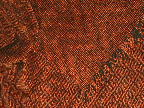 Black, Brown and Orange Chenille Scarf <br> Shadow Weave