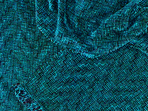 Navy, Teal, and Purple Chenille Scarf <br> Shadow Weave
