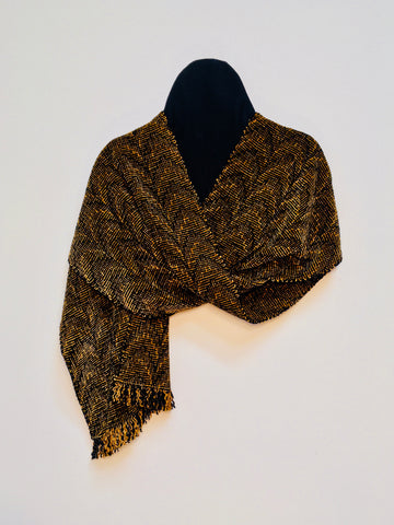 Black and Bronze Chenille Scarf <br> Shadow Weave