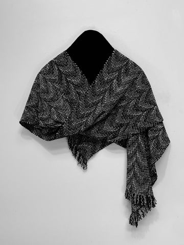 Black and Gray Chenille Scarf <br> Shadow Weave